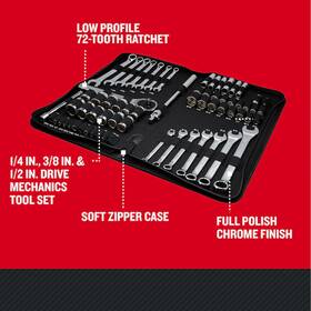 Craftsman 313115014085 66-piece Standard Sae Metric Chrome Mechanics Tool Set Soft Case
