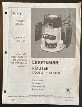 315.17480 Craftsman Vtg Orig 1979 Manual For Sears Router Dbl Insulat Model 7pgs