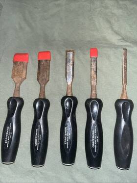 36850-854 Craftsman 36852 Vintage Sears Wood Chisel 5pc Set Steel