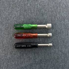 45112 Craftsman Vintage 3pc Mini Nut Driver Sae 3/16 Inch 1/4 11/32 Usa