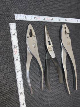 45374 Craftsman Vintage 3 Different Pliers Needlenose 2 Sizes Slip Joints Large Sm