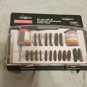 923661 Craftsman Rotary Tool Set 20-piece Cut-off Wheel Mandrel Hard Case