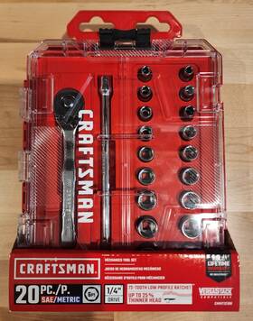 Cmmt12008 Craftsman New- 20-piece Mechanics Tool Kit Sae/metric 1/4 Inch Drive