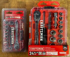 Cmmt12112-cmmt12109lz Craftsman Two New Sae 24 Pc Tool Sets 3/8 Inch And 1/4 Drive 72 Tooth Ratchets 6pt