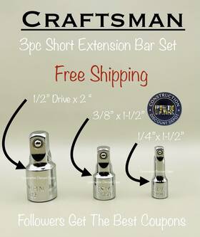 Cmmt43522 Craftsman 3 Extension Bars 3/8 Inch X 1-1/2 And 1/4 1/2 2 Cmmt