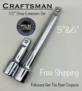 Cmmt44131 Craftsman 1/2 Inch Drive Ratchet Extension Bar Set X 3 And 6in Cmmt