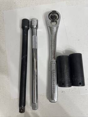 Yk44809 Craftsman 1/2 Inch Drive Ratchet Set Of 5 Usa Extensions Deep Sockets 15/16