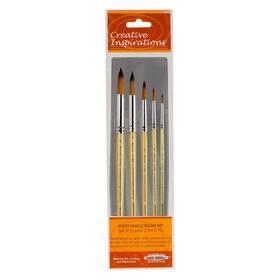 Creative Inspirations 709758876164 Dura-handle Round Assorted Set Of 5 Short Handle Paint
