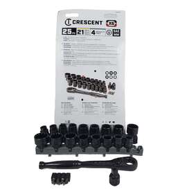 Cx6pt25 Crescent Black 3/8ftft Drive Pass Thru Spline And Socket Set 23 Pieces Read