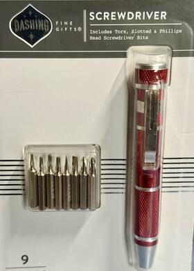 885259 Dashing Fine Gifts 9pc Precision Screwdriver Set Torx Slotted Phillips Red