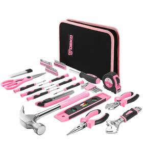 Deko 711639926783 Pink Tool Set 110 Piece Household Kitladies Portable With Easy Car