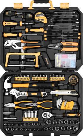 Dekopro 689745081835 198 Piece Home Repair Tool Kit Wrench Plastic Toolbox With General Hand