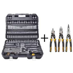 Dewalt 744759837264 Chrome Vanadium Mechanics Tool Set 192-piece And Compound Pliers 3-piece