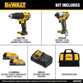 Dck276e2 Dewalt 20v Max Hammer Drill/driver And Impact Driver Combo Kit