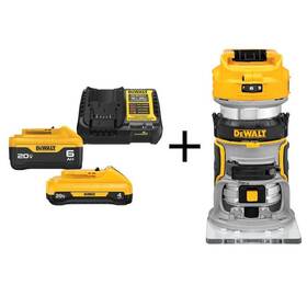 Dcw600bwcb2460c Dewalt Wood Router Cordless Brushless Compact Depth Adjustment Fixed Base Yellow