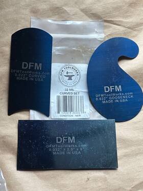 Dfm Toolworks 752830263338 32mil Blue Curved Cabinet Scraper Cards Traditional Set Qty 3 New