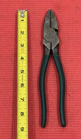 Sl58-1 Diamond Vintage 8 Inch Linemans Pliers Green Grip Handle Horseshoe Logo Usa