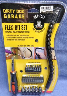 Dirty Dog Garage 810054100430 Flex Bit Set Bendable Multi-screwdriver 26pc New In Pkg