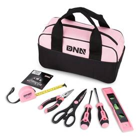 Dna Motoring 194286121082 7-piece Pink Tool Set - Portable Household Hand Kit With Wi