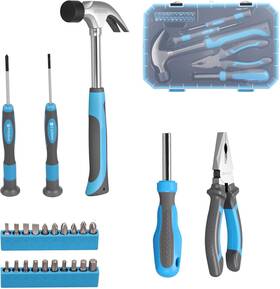 Dominox 313042994917 25 Piece General Household Tool Set With Plastic Storage Toolbox B