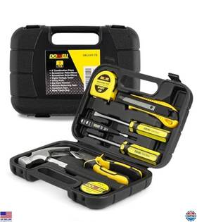 B074cscrmx Dowell 9-piece Small Hand Tool Set With Plastic Storage Box For Homeowners