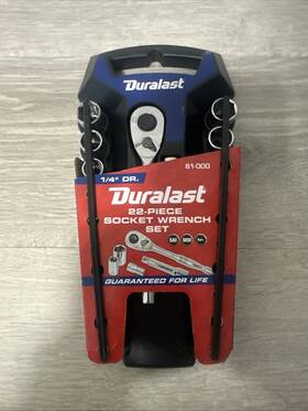 61-000 Duralast 1/4in Drive Ratchet/socket Sae/metric Tool Set 22 Piece #