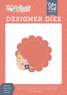 5a002ktc-1gm3f Echo Park Paper Baby On Board Girl Medium Die Set-stitched Doily And Flowers