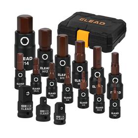E70074 Elead 16-piece Metric Hex Bit Socket Set - Premium S2 Steel 2mm-14mm Allen S