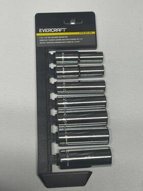 774-0115 Evercraft 7 Pieces 1/2 In Drive Sae Deep Socket Set New