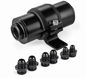 Ev07153bk Evil Energy Inline Fuel Filter 10 Micron With 6an-10an Adapter And 50mm Clamp