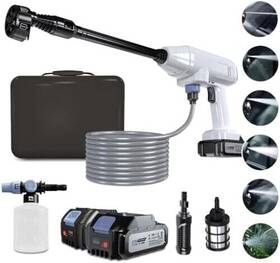 Feelon 750266420639 With 2pcs Battery Rechargeable 4.0ah Cordless Power Washer 6-in-1 Nozzle Port