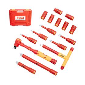 Finst6 Fesa Insulated Torque Socket Set - 16-piece 1000v Tool With 1/2 Inch