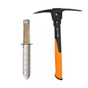 Fiskars 744759430588 14 Inch 2-piece Pickaxe And Multi-purpose Hori Knife Garden Tool Set