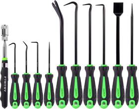 Ly061 Ftihtry 11-piece Pick Set And Hook With Scraper Magnetic Telescoping Too