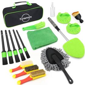 Rzex23 Funsmore 18pcs Car Detailing Kit Interior Cleaning Leather And Textile Int