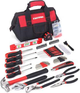 F00651  Fute Household Hand 215-piece Home Repairing 12-inch Bag Toolkit Set Open Storage Red