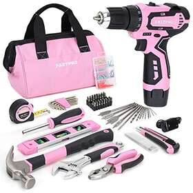F00714 Fute 175-piece 12v Drill Set Cordless Lithium-ion Driver And Tool Kit House Pink