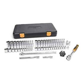 Gearwrench 099575858680 3/8in Drive 90 Tooth 6-point Metric Mechanics Tool Socket Ratchet Case 58 Piece