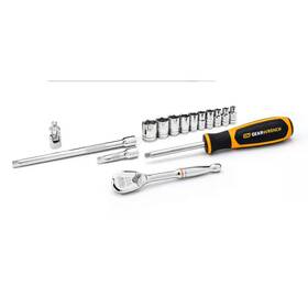 15-pie Gearwrench 313043334347 1/4 Inch Drive 6-point Sae 90-tooth Ratchet And Socket Mechanics Tool Set