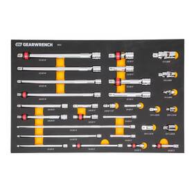 Gearwrench 445002330329 1/4 Inch 3/8 1/2 Drive Chrome Tool Accessories Set With Eva