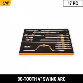 Gearwrench 445020993971 3/8 Inch Drive 90-tooth Ratchets And Tool Set In Eva Foam Tray 17-piece