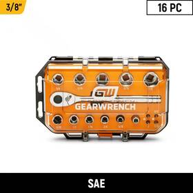 Gearwrench 711181435375 3/8 Inch Drive 72-tooth 6-point Sae Mechanics Tool Set 16-piece