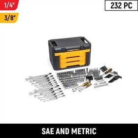 Gearwrench 726084132467 232-piece Sae/metric Mechanics Tool Set For 1/4 Inch And 3/8 Drive With