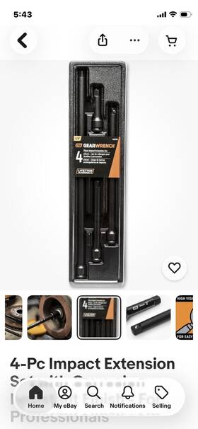 85926n Gearwrench 84926n New Unopened 4 Piece Impact Extension Set