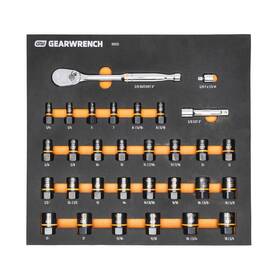 Gearwrench 86525 31 Piece Bolt Biter Ratchet Socket Set Mm/sae With Eva Foam Tray -