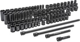 89093 Gearwrench 80 Piece 3/8 Inch Drive Standard And Deep Sae/mm Master Impact Socket Set