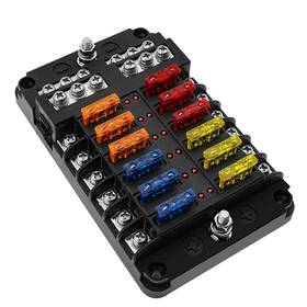 Geloo Qr1714 12 Way Fuse Blocks Volt Automotive Marine Block With Led Indic