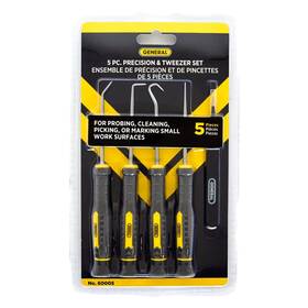 General Tools 038728037923 5 Piece Precision Probe Pick And Tweezer Set For Crafts Hobbies Electr