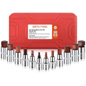 Getlitool Get083-eu 1/2 Inch Hex Bit Socket Set 12 Pcs Premium S2 Steel Metric Allen B