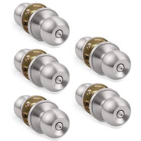 Gobrico 718399479108 5 Pack Round Ball Bathroom Bedroom Door Knobs With Lock Privacy